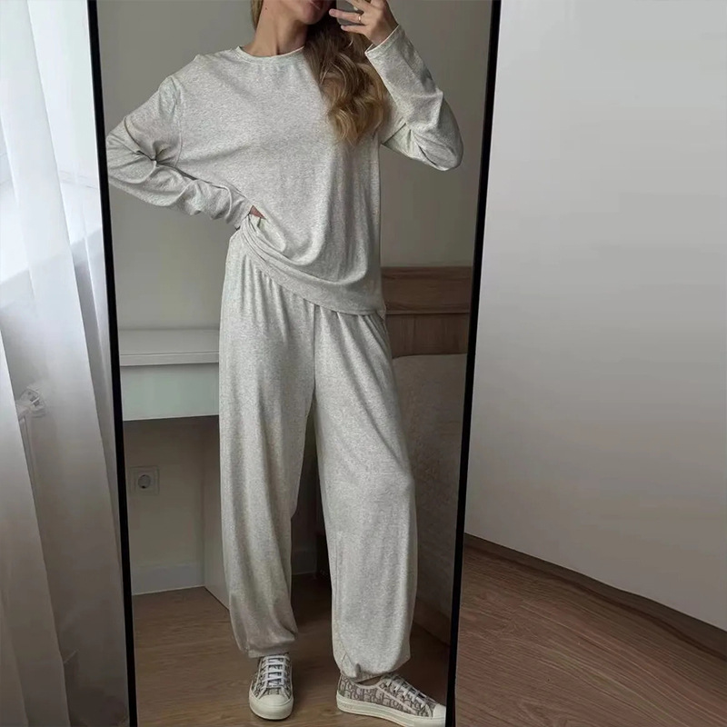 Women's Casual Two-Piece Sweatshirt & Wide-Leg Pants Set