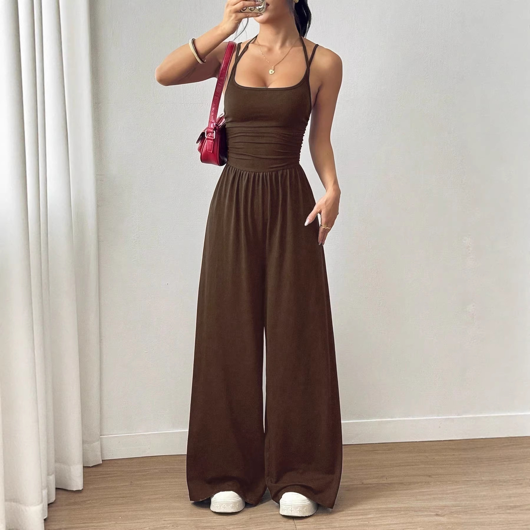 Women's Summer Sleeveless Wide-Leg Jumpsuit Casual Tube Top