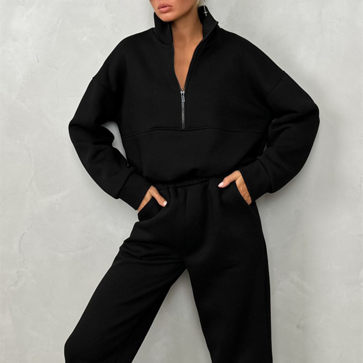 Women's Zip-Up Hoodie and Pants Casual Set