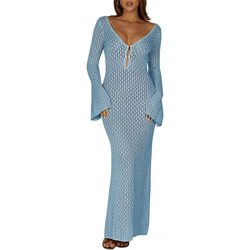 Women's Sheer Cutout Long Beach Cover-Up Dress