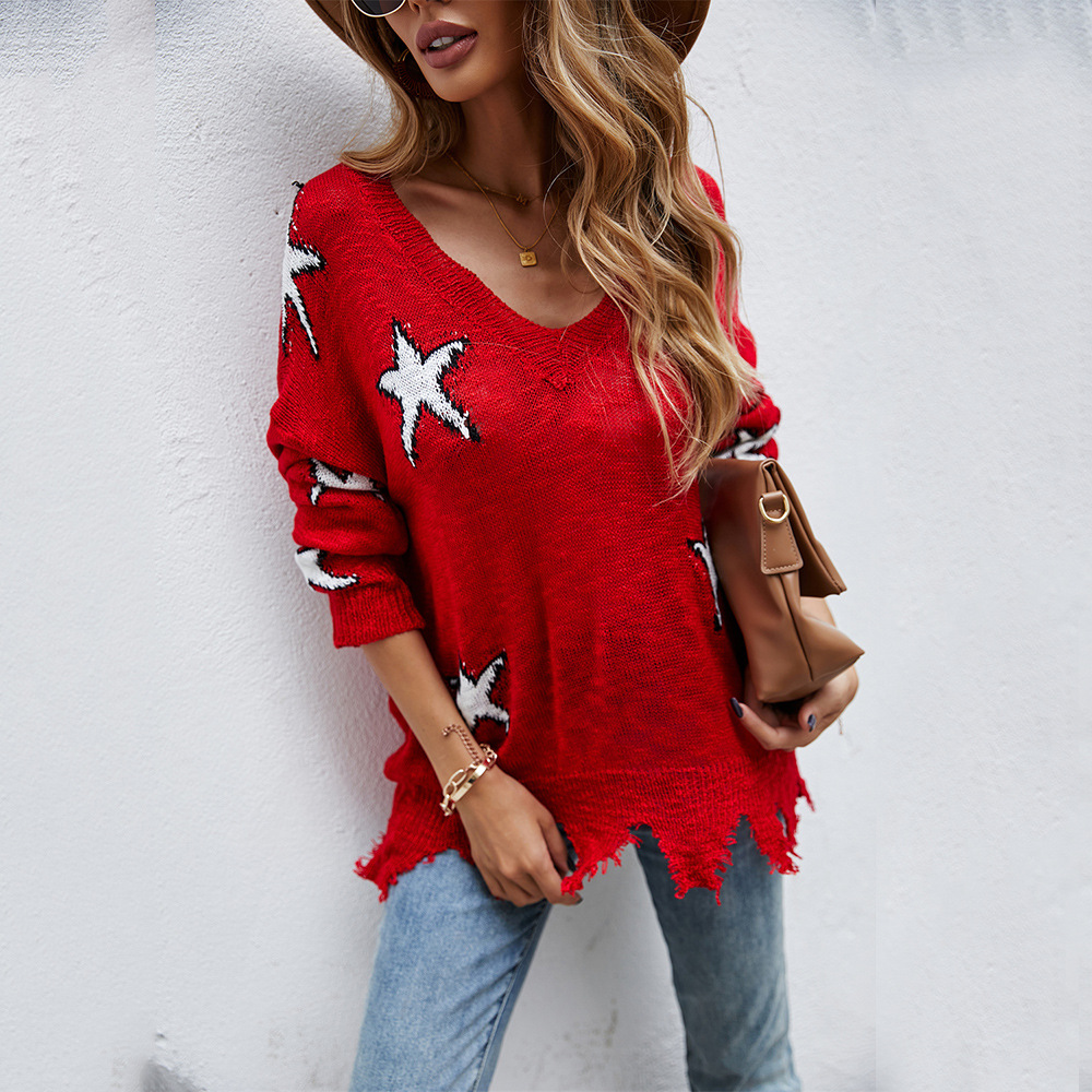 Women's High Neck Loose Knit Sweater Pullover