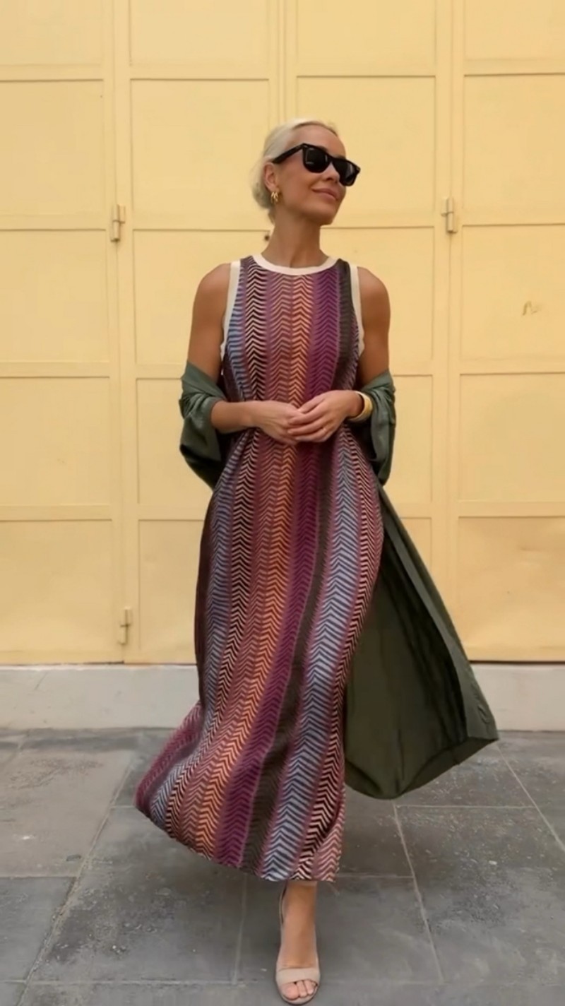 Elegant Two-Piece Midi Dress Set with Cape, Round Neck Tank, A-Line