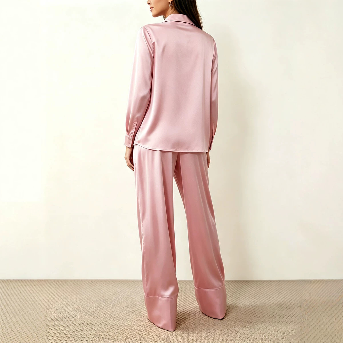 Minimalist Long-Sleeve Two-Piece Shirt Set for Women