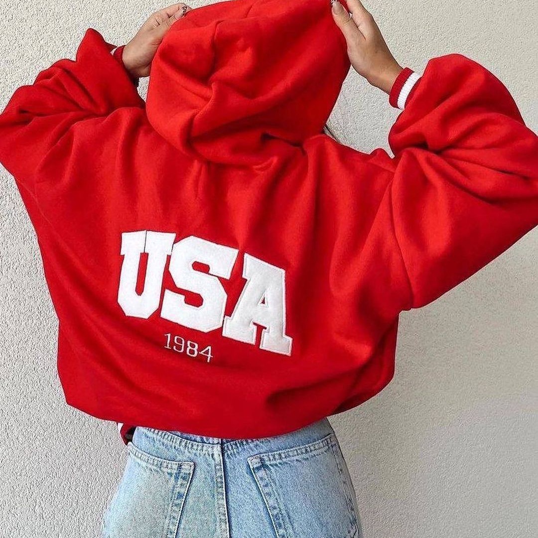 Women's Printed Hooded Sweatshirt Long Sleeve Pullover