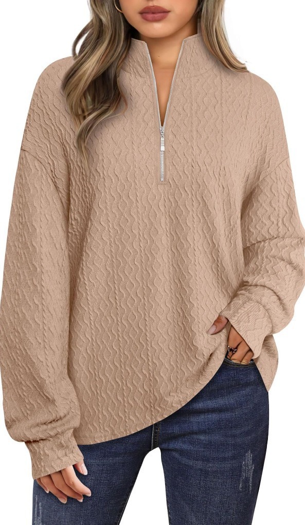 Women's Zip-Up Long-Sleeve Solid Color Hoodie