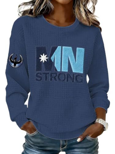Women's MN Letter Print Crewneck Sweatshirt Casual Pullover