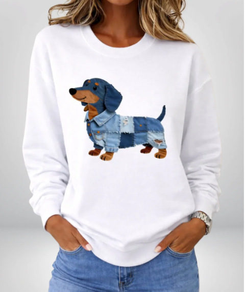 Women's Leopard Print Crewneck Sweatshirt Waffle Knit Long Sleeve