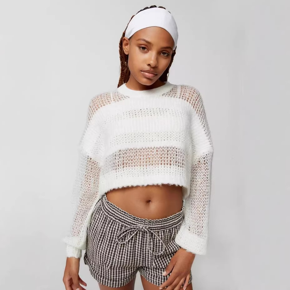 Colorblock Striped Cropped Knit Top