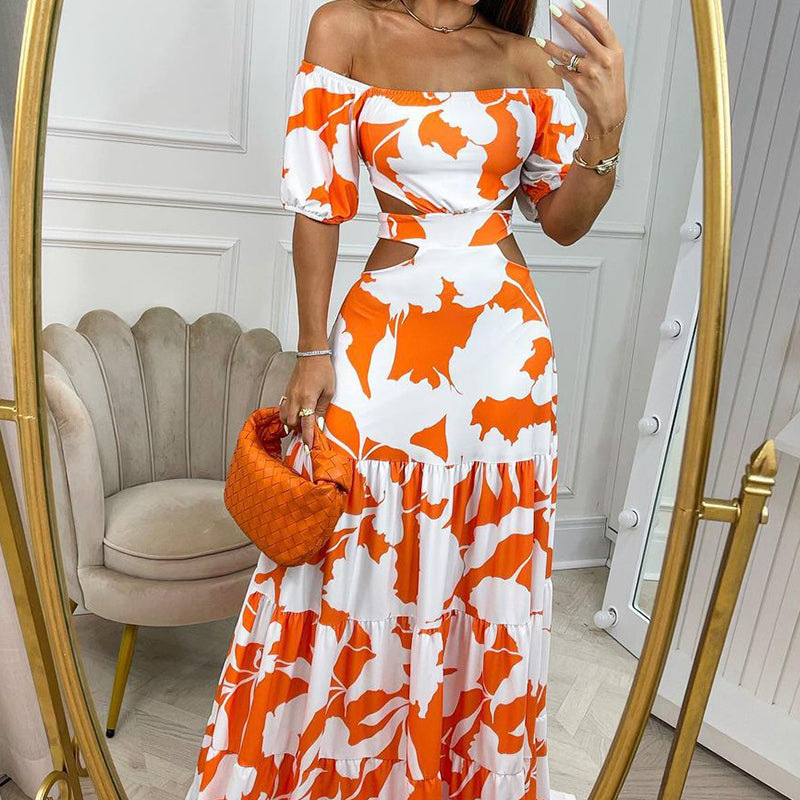 Women's Off-Shoulder Floral Print Maxi Dress