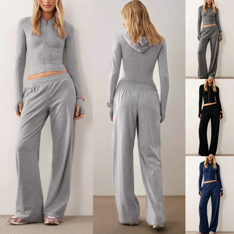 Women's Hooded Sweatshirt and Slim Straight Pants Set
