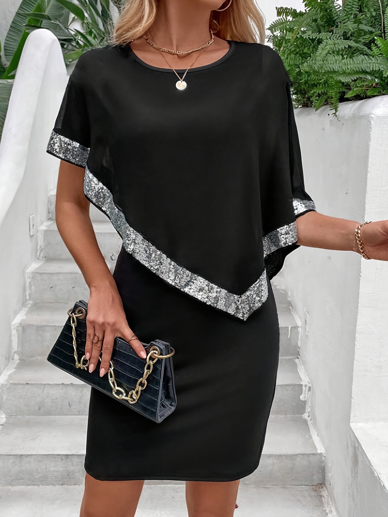 Women's Sequin Asymmetrical Dress