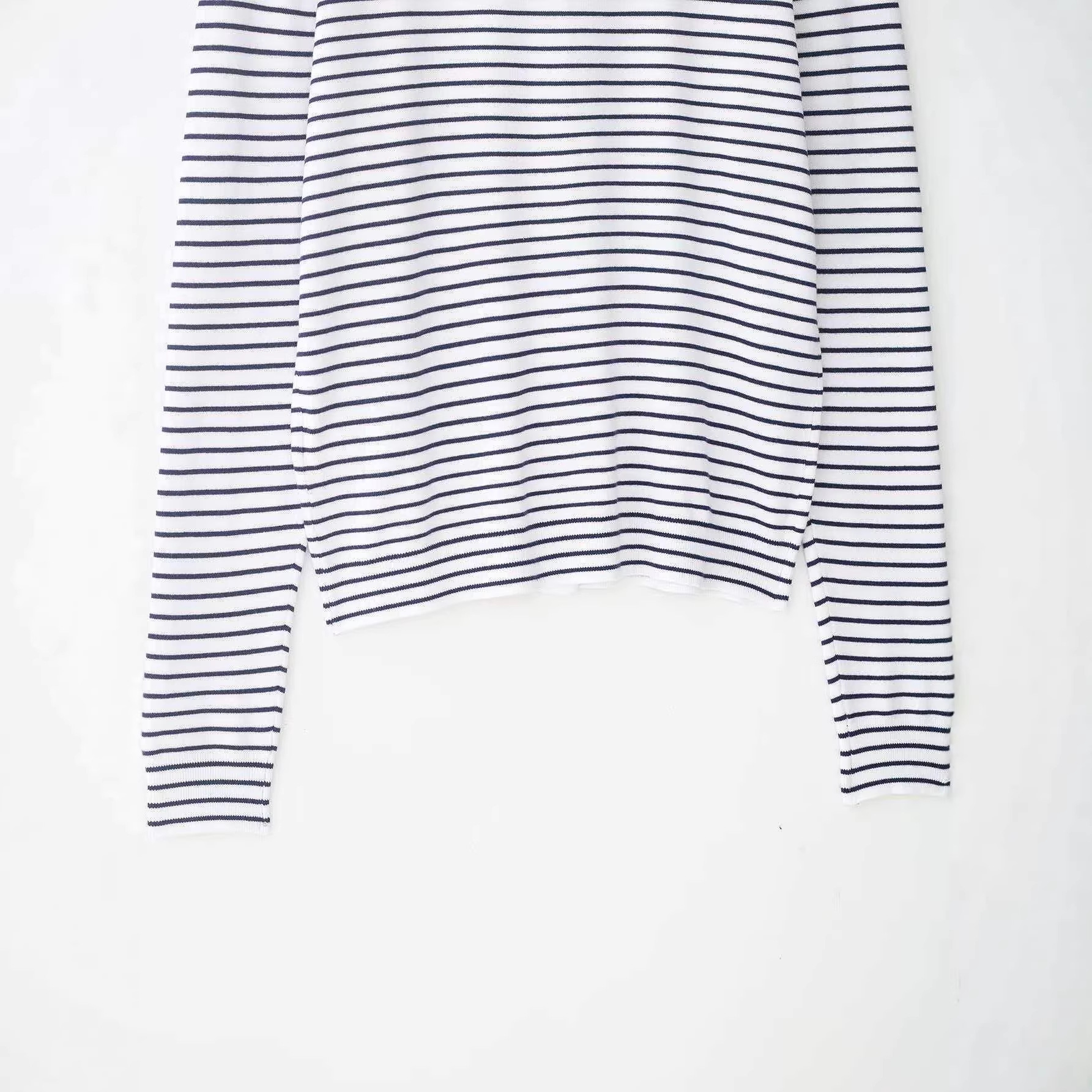 Striped Long-Sleeve Knit Cardigan Loose Fit