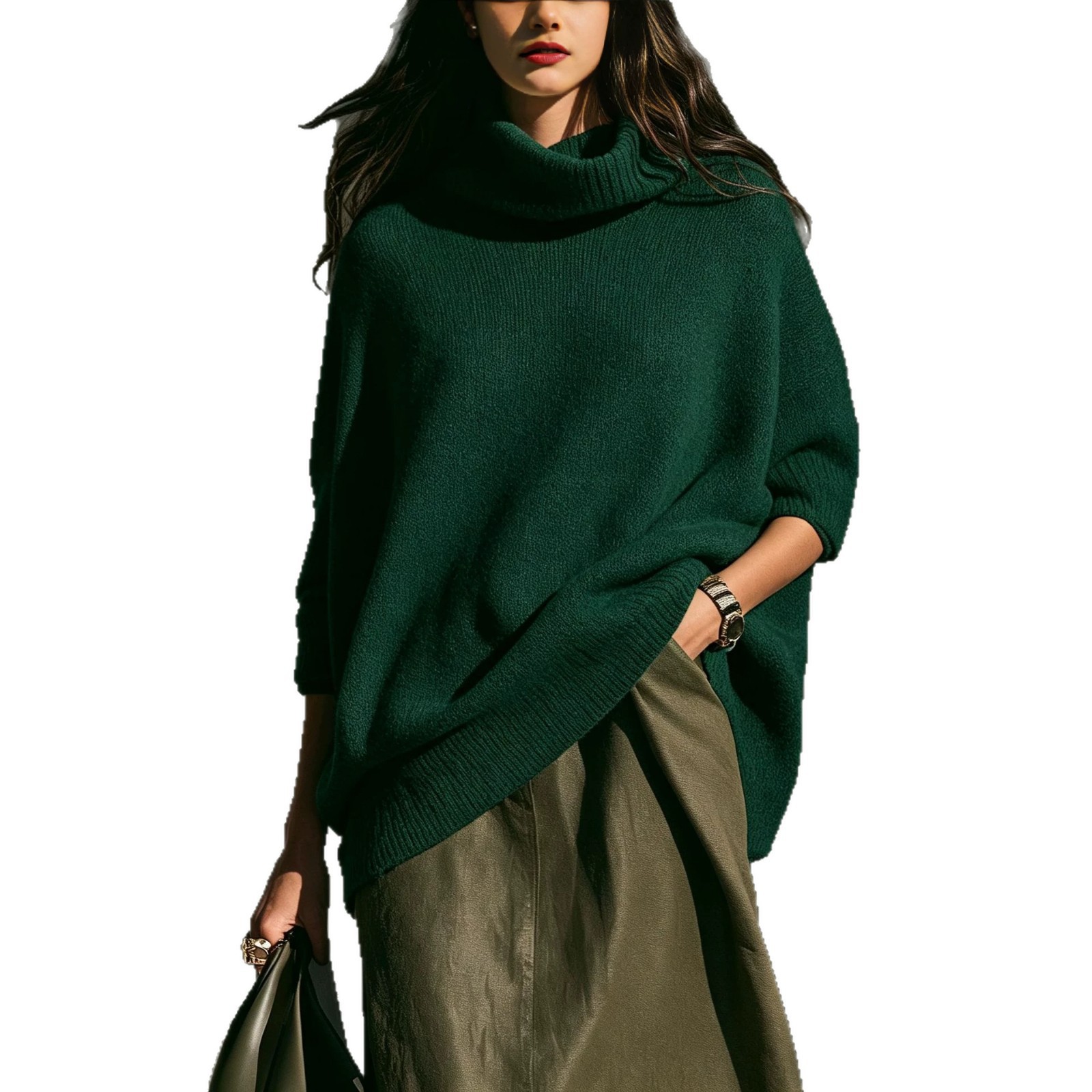 Women's Crewneck Sweater Loose Slouchy Knit Pullover