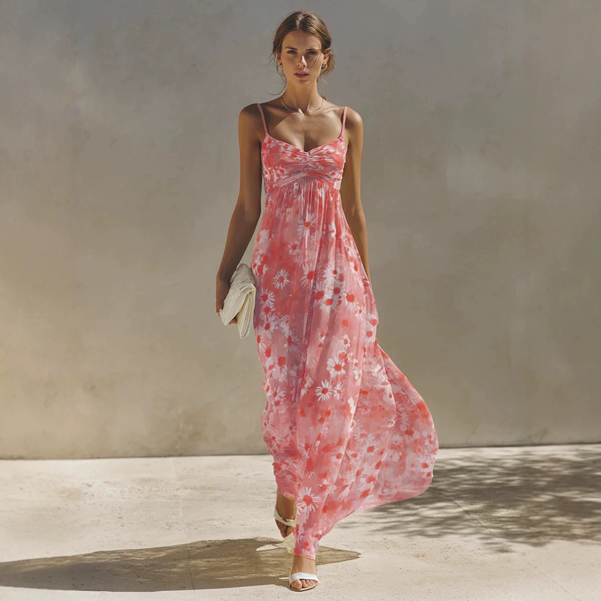 Floral Sleeveless Maxi Dress Summer Beach Vacation
