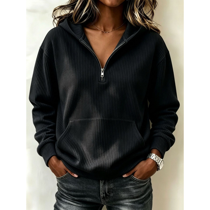 Half-Zip Hooded Sweatshirt Lazy Casual Long Sleeve