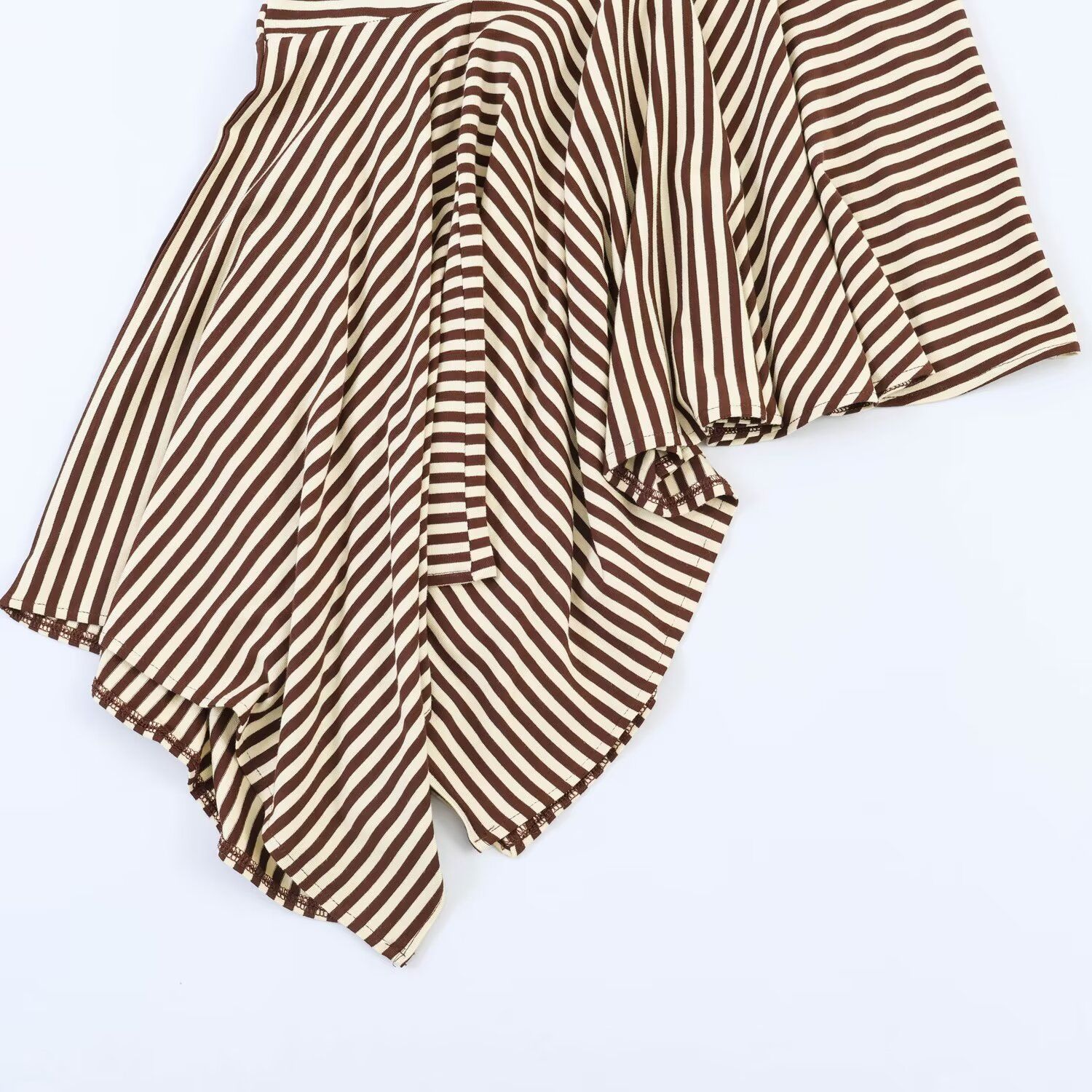 Women's Asymmetrical Striped Midi Dress Sleeveless U-Neck Slim Fit