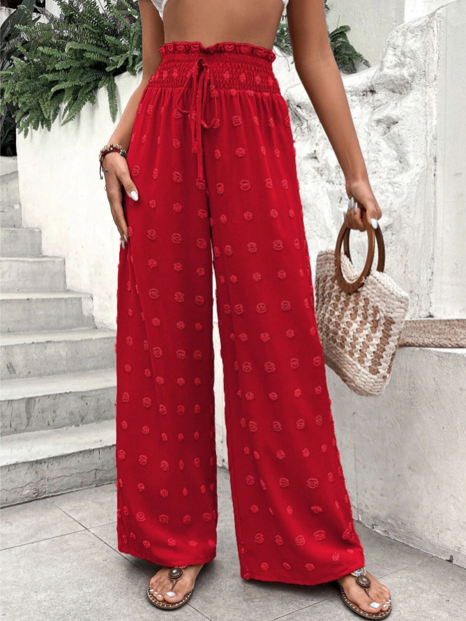 High-Waisted Jacquard Wide-Leg Pants for Women