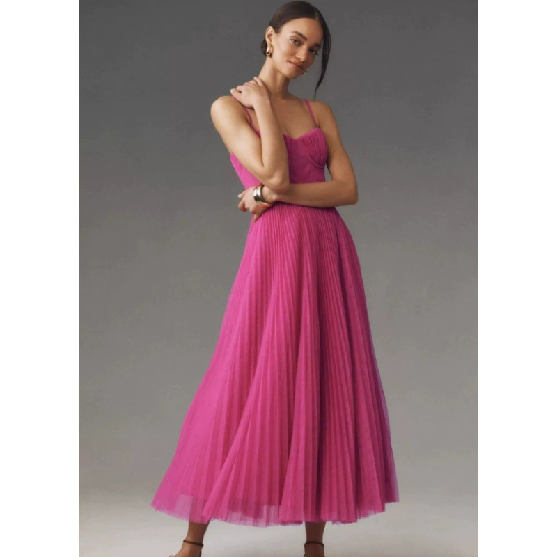 Sleeveless V-Neck Open-Back Ruched A-Line Evening Dress