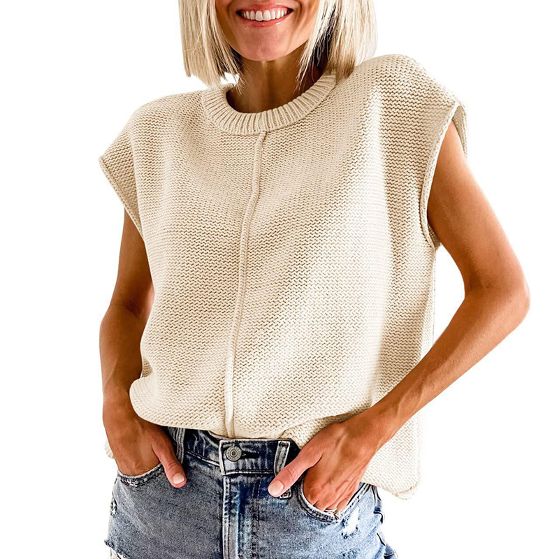 Women's Sleeveless Knit Vest Top Loose Casual Solid Color