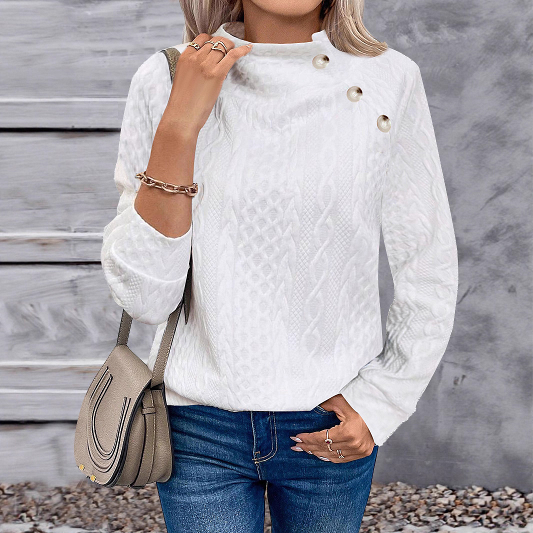 Women's Turtleneck Button Pullover Sweatshirt Tee