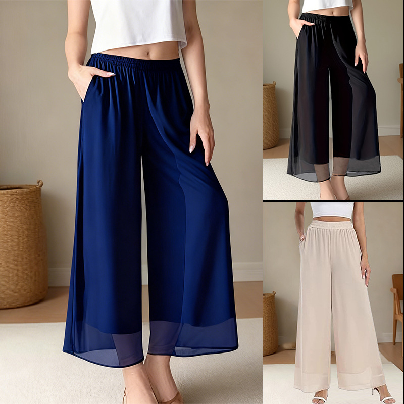 Women's Chiffon Wide-Leg Pants Loose Casual Commuter