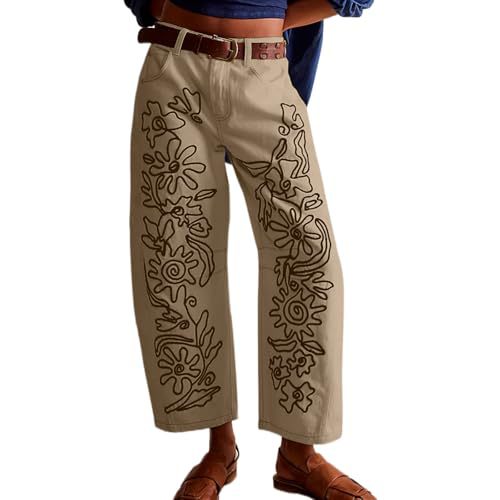 Women's Camo Floral Print Casual Straight-Leg Pants