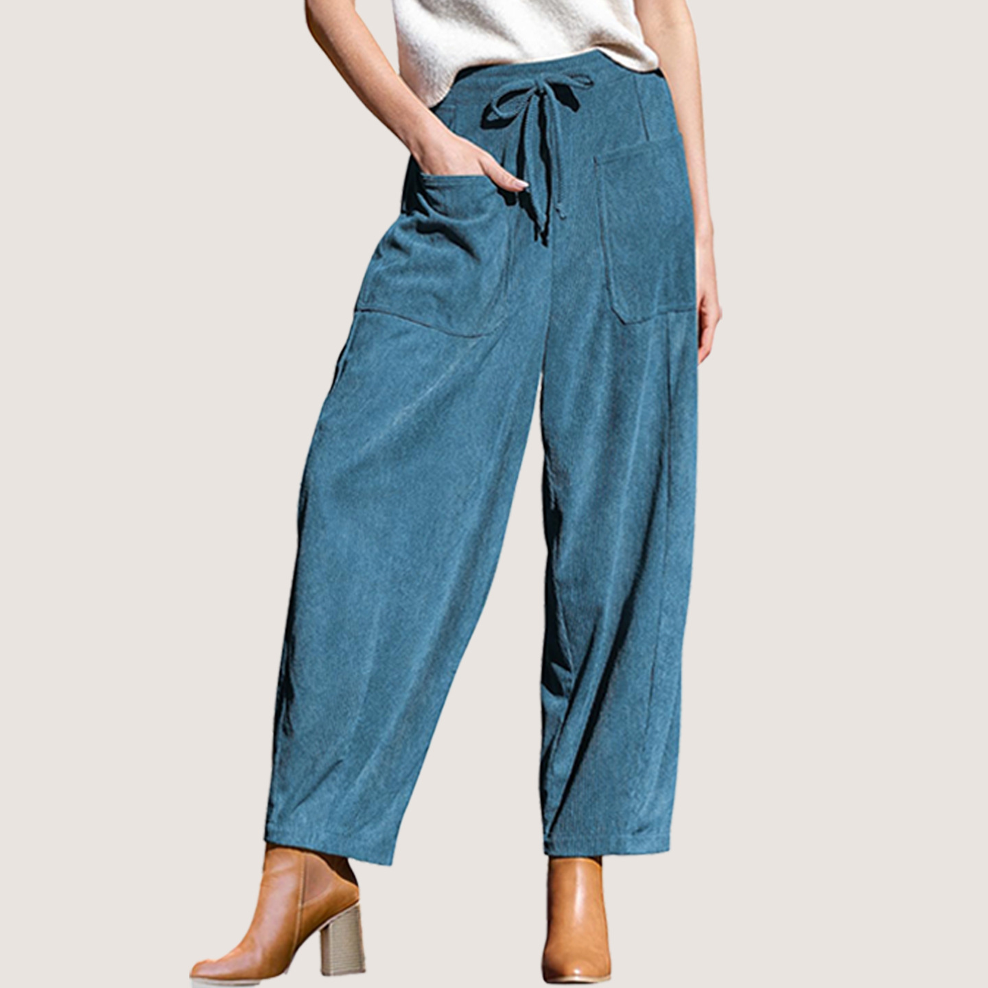 Women's Corduroy Harem Pants Loose Wide Leg Casual Slimming