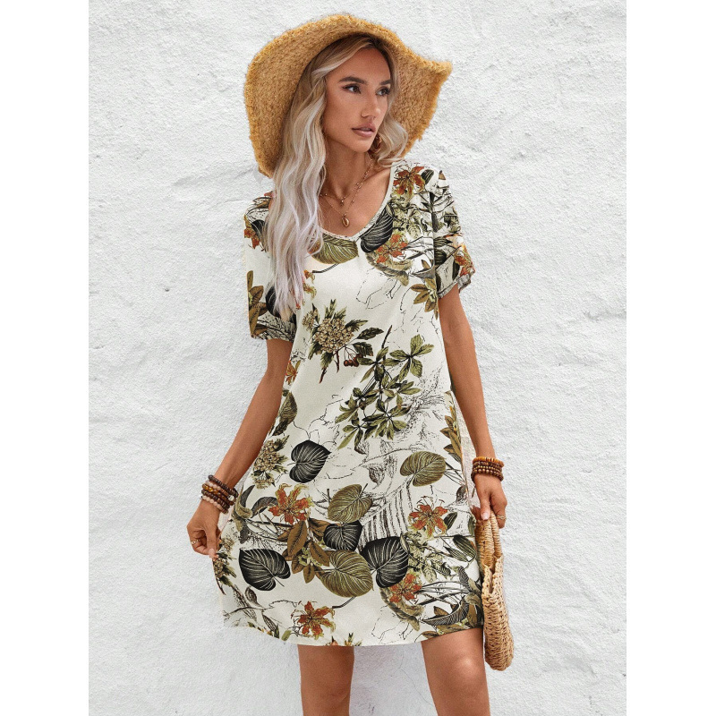 Women's One-Shoulder A-Line Mini Dress with Floral Print