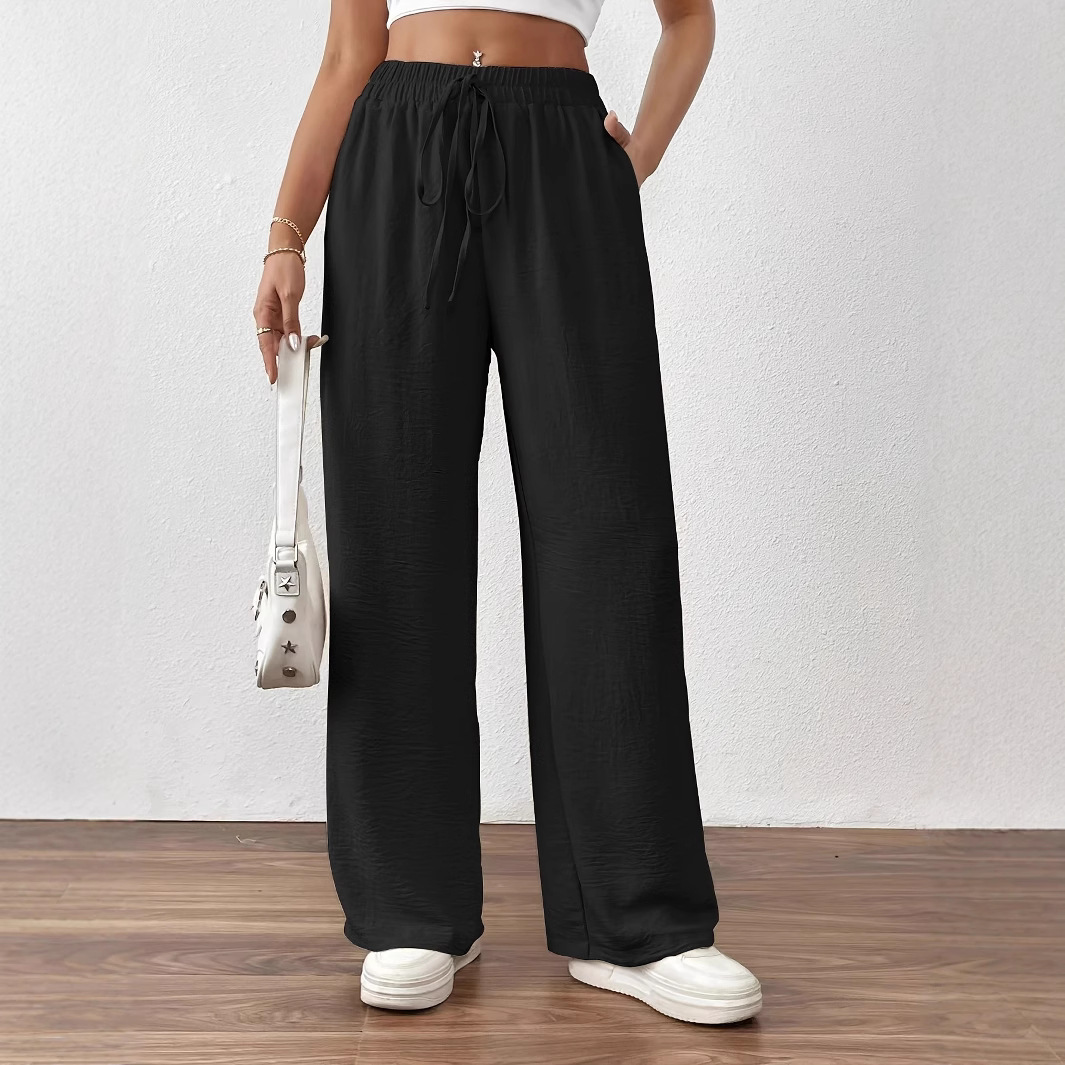 Women's Wide-Leg Lounge Pants with Pockets, Elastic Drawstring Waist, Lightweight