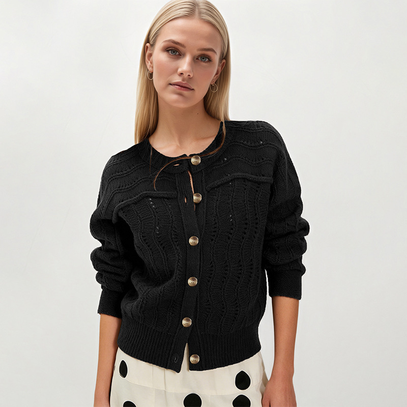 Button-Front Knit Cardigan Sweater for Women
