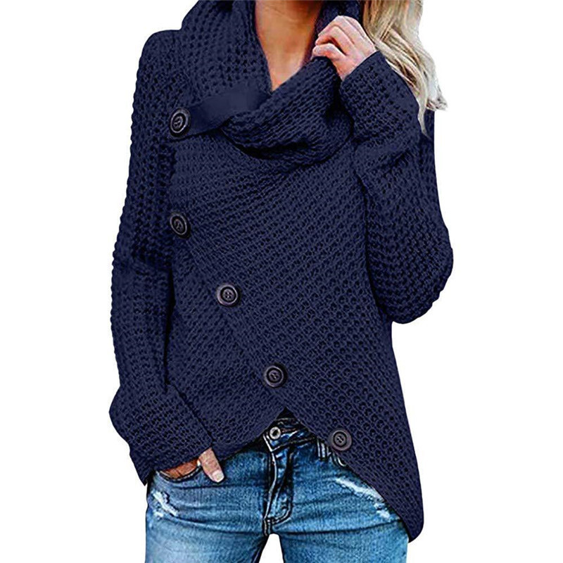 Five-Button Turtleneck Pullover Sweater