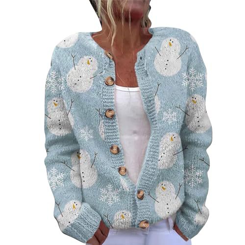 Women's Cartoon Forest Maple Leaf Print Button Cardigan Sweater