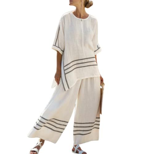 Bohemian Print Crewneck Short Sleeve Top and Pants Casual Set