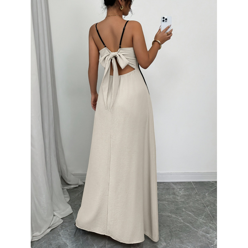 Women's Spaghetti Strap Open Back Color Block Cami Dress