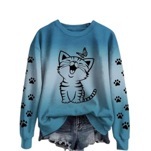 Women's Cute Cat Paw Print Casual Sweatshirt