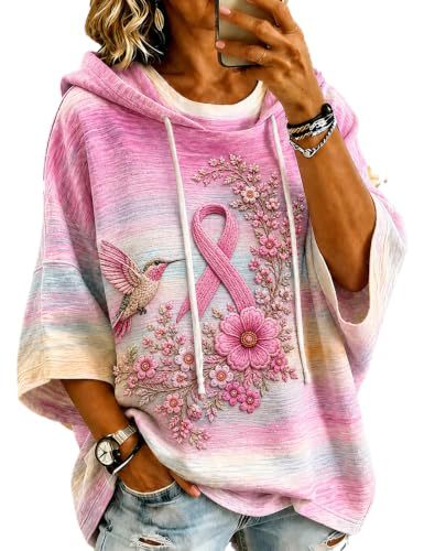 Women's Ribbon Floral Bird Print Casual Hoodie