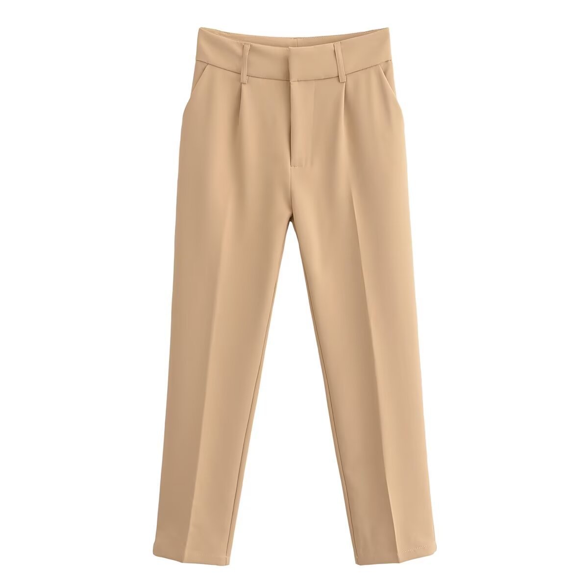 Women's High-Waist Straight-Leg Suit Pants Solid Color Streetwear