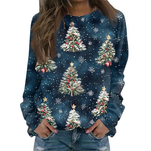 Women's Christmas Snowman Reindeer Print Sweatshirt