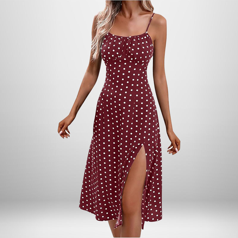 Women's Floral Print Tie-Strap Slit Cami Dress