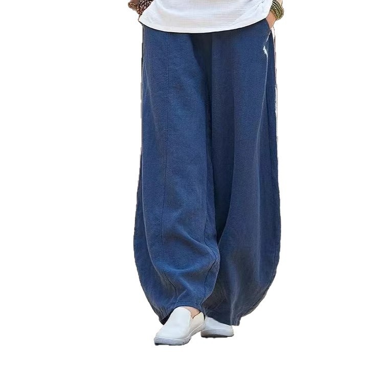 Women's Casual Lantern Pants with Pockets, Loose Slimming Ankle-Length