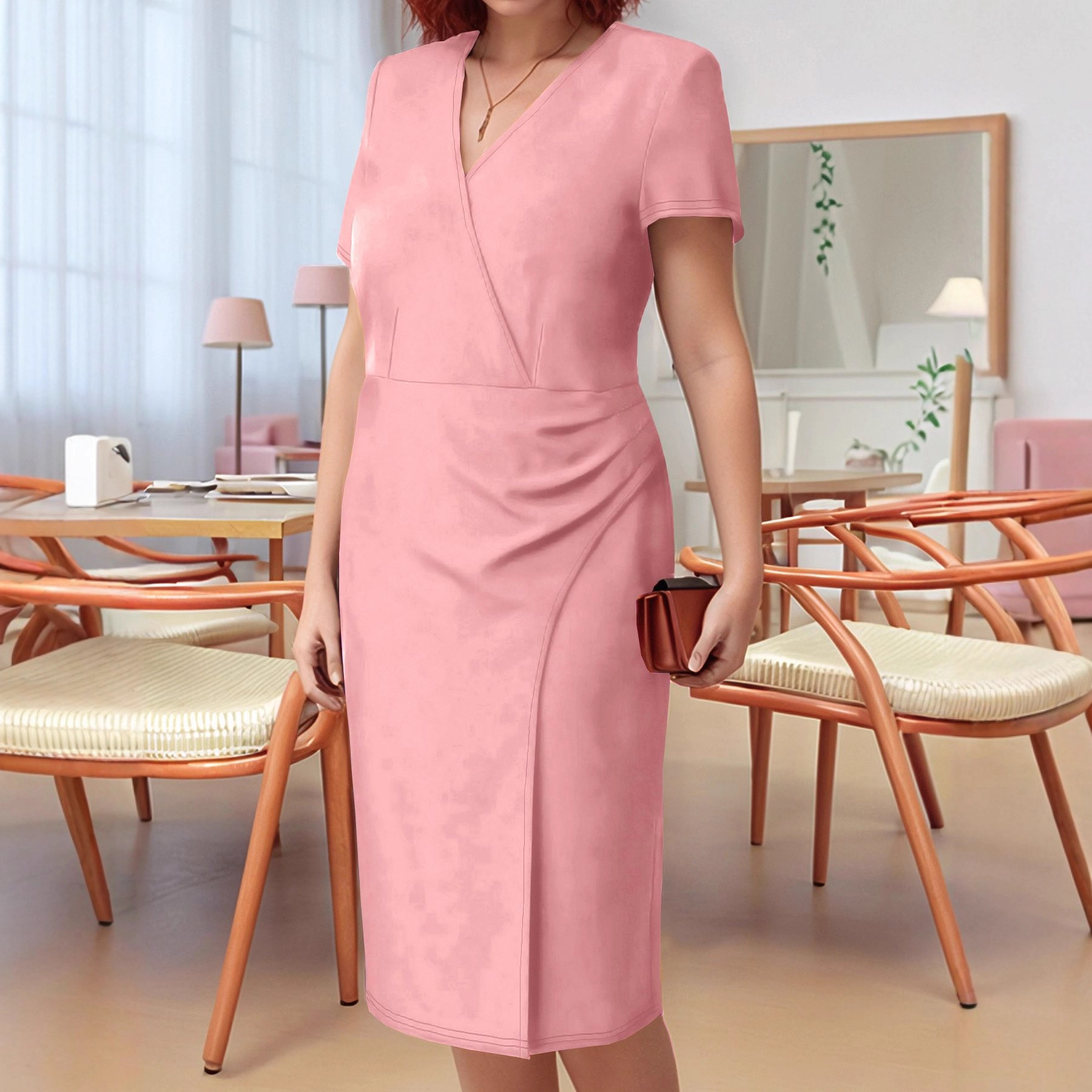 Women's Short Sleeve Solid Color Plus Size A-Line Dress