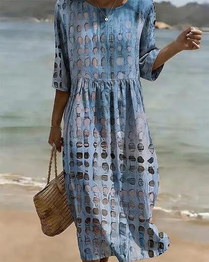 Women's Polka Dot Floral Print Pleated Midi Dress