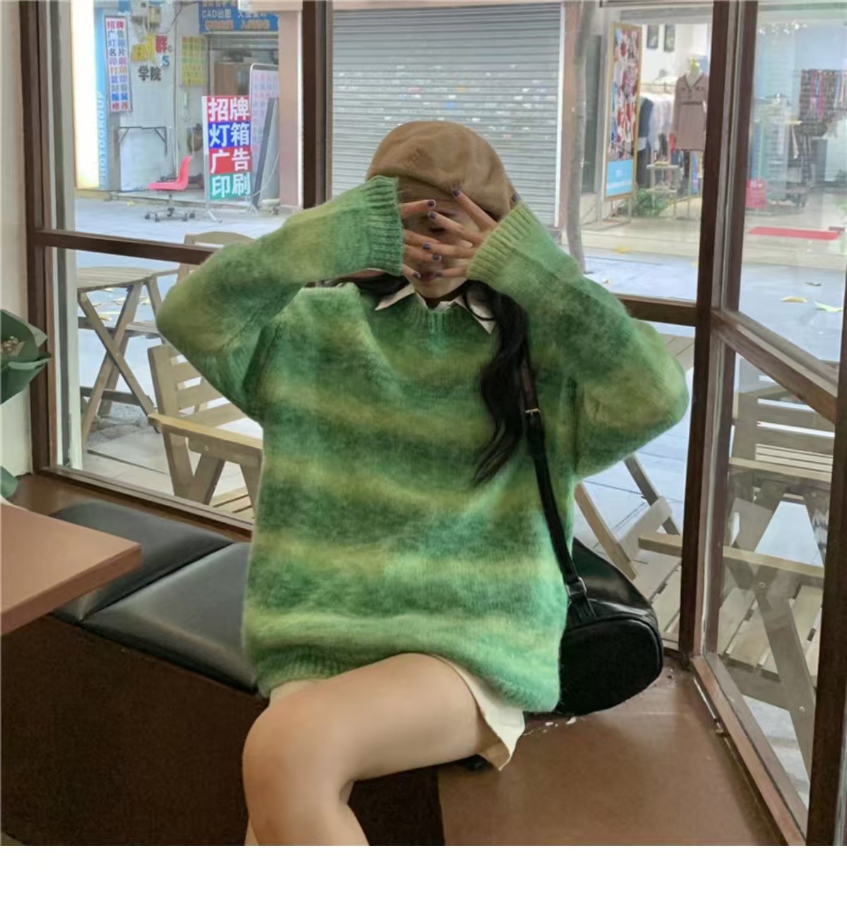 Trendy Color-Block Lazy Style Women's Sweater