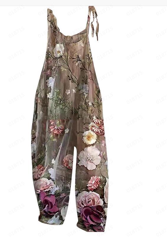 Sweet Floral Print Wide-Leg Jumpsuit