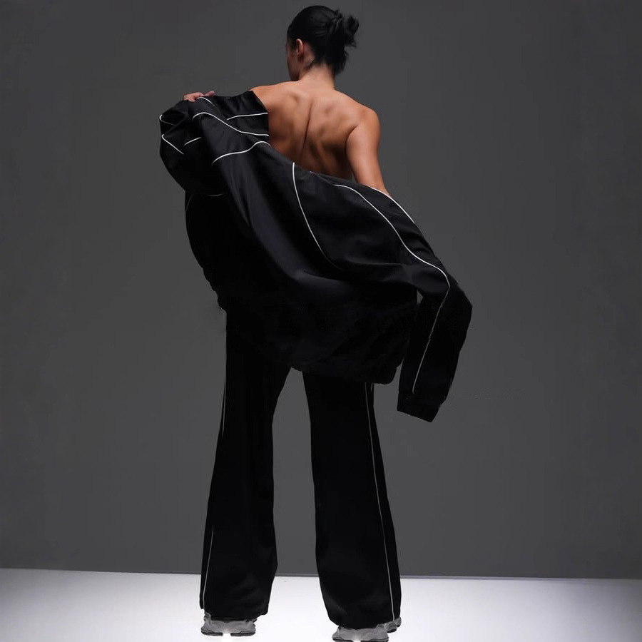 Women's Color-Block Stand-Collar Zip Hoodie & Straight-Leg Pants Set