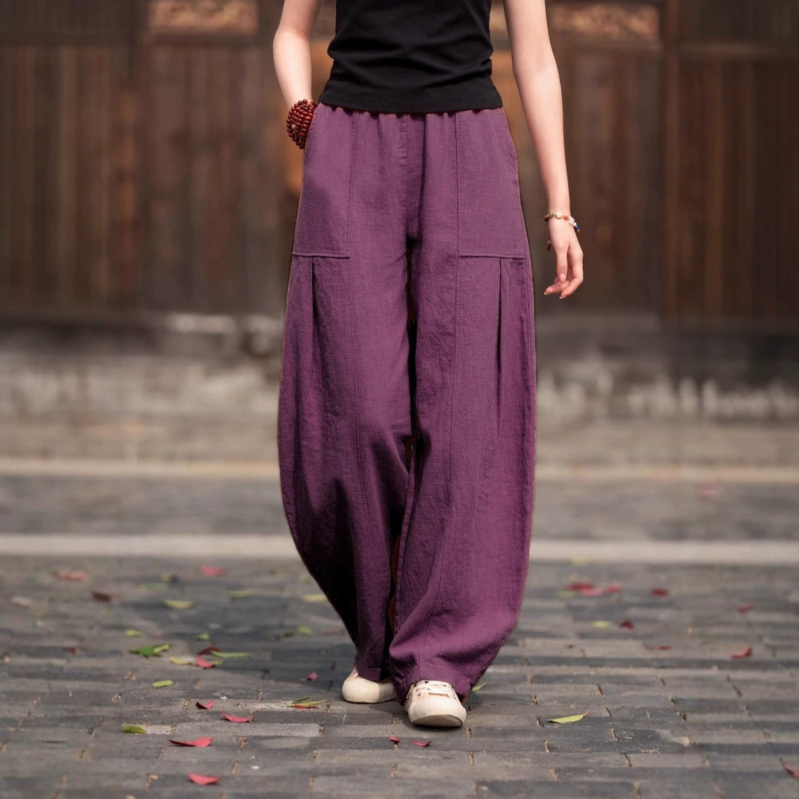 Women's Retro Loose Wide-Leg Lantern Pants Casual