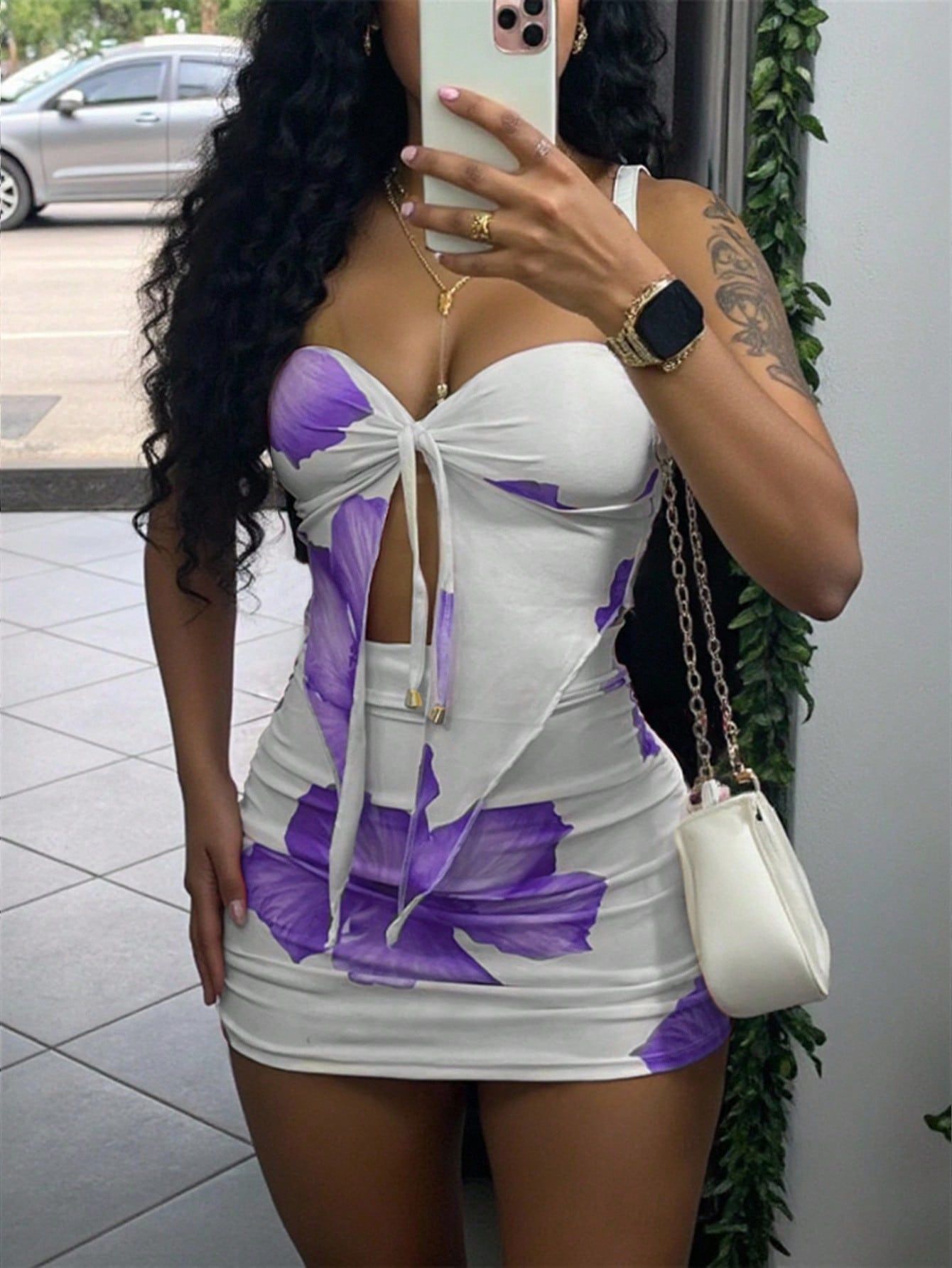 Women's Sexy Strapless Crop Top and Bodycon Mini Skirt Two-Piece Set