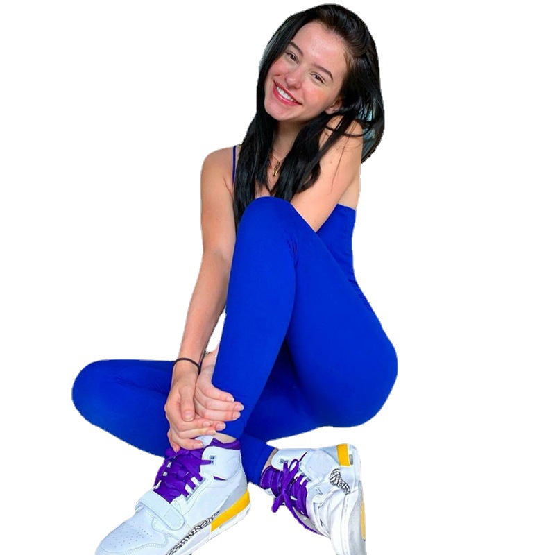 Women's Solid Color Sleeveless Yoga Jumpsuit Casual Slim Fit