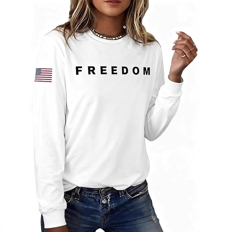 FREEDOM Letter Flag Women's Crewneck Sweatshirt