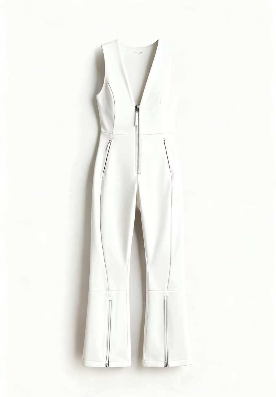 Women's Sleeveless Zip Ski Jumpsuit Wide-Leg High-Waist Three Colors